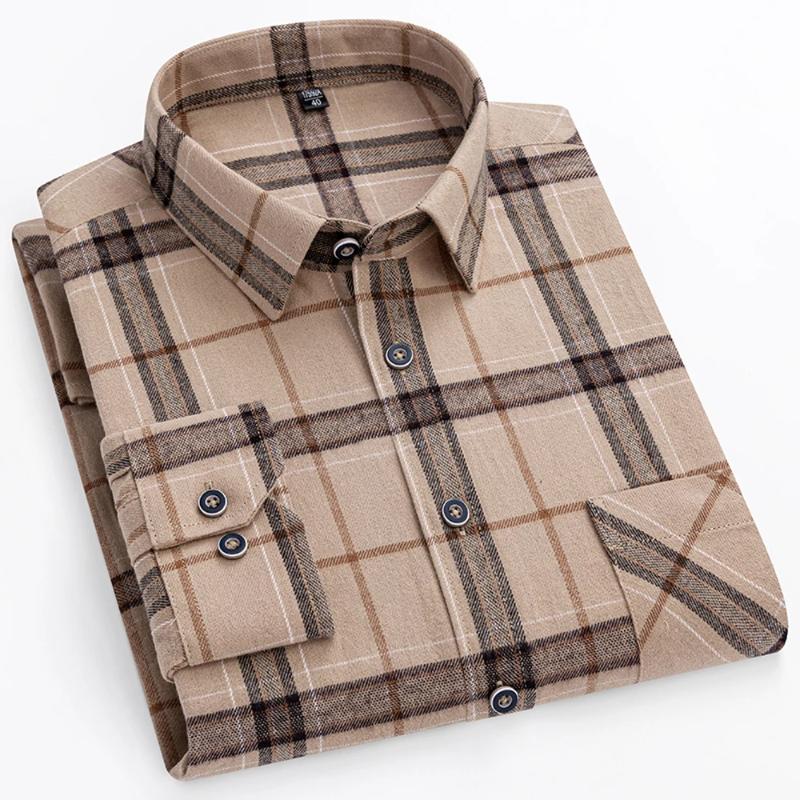 11XL / 160KG Flannel Shirts Men Large Size Plaid Long Sleeve 100% Cotton Checked Elegant Shirts Man Casual Clothes Plus Oversize