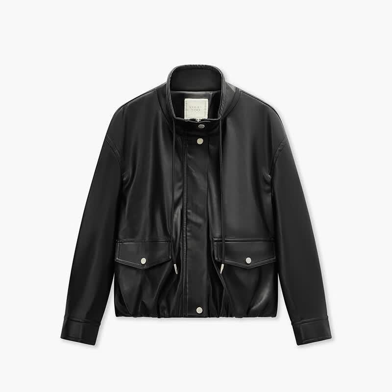 EICHITOO Women's Retro Loose Fit Leather Jacket