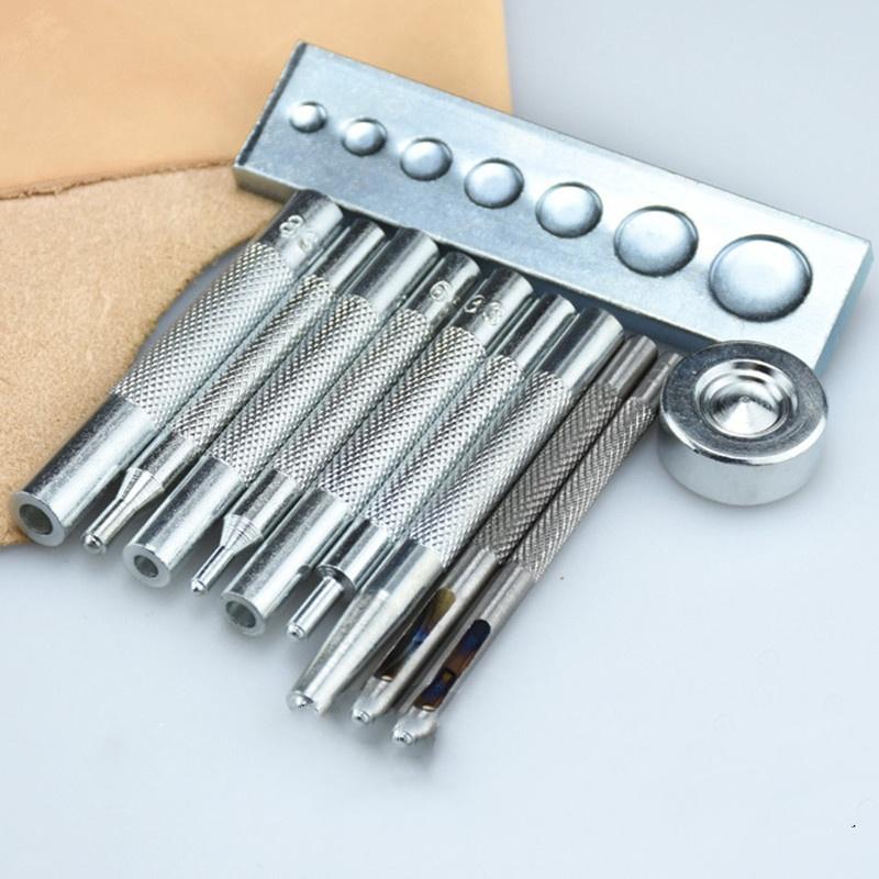 11Pcs Snap Rivet Fastener Buttons Installation Tool Kit For DIY Leather Crafts Hand Punch Tool Set Portable Tool New