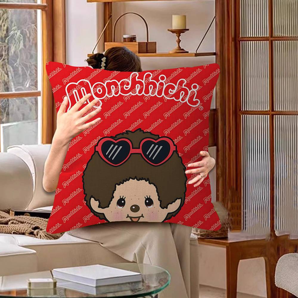 Cartoon M-Monchhichis Personalized Pillow Cover Kids Bedroom Wild Party Decor Pillowcase Kid Birthday Shower Gift