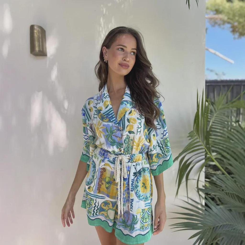 25. Jubiläum Sommer Cross-Border-Mode: Bedruckter Spitzen-Jumpsuit - Urlaubsstil