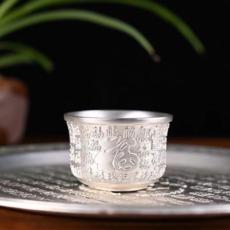 

1pc High Quality Silver Plated Ceramic Teacup Hand-carved Beauty Master Cup Custom Zen Tea Cup Chinese Ceramic Tea Accessories 5x3cm 50ml серебряный