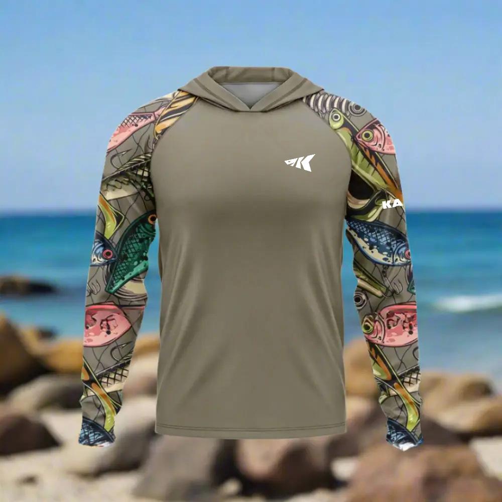 2025 Hoodie UPF 50+UV Protective Top Crab Splicing 3D Printed Quick Drying Breathable Outdoor Hoodie Fishing Shirt