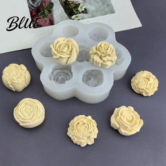 Nonstick Pastry Molds for Baking Rose Peony Silicone Mold 7 Cavities Mold Making Cake Professional Chocolate Candle Soap Non Stick Flexible