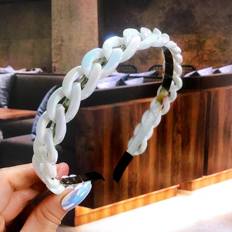 New  Acetate Chain Gold Silver Bezel Hairbands Women's Accessories Vintage Fashion Girls Headband Hoop Femme Hair Ornaments