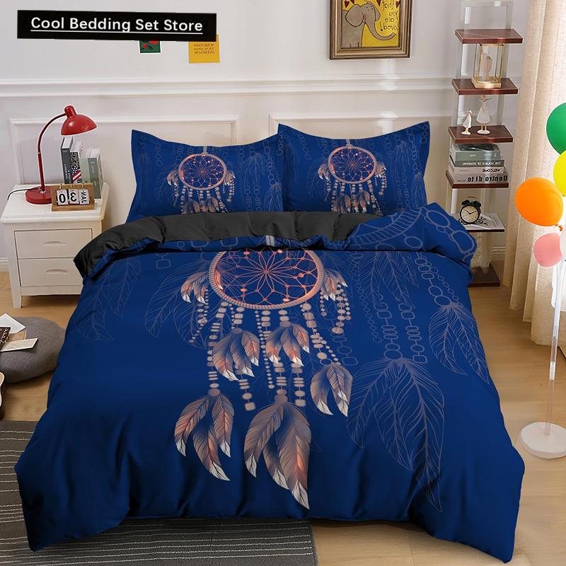 Traumfänger Elch Königin Bettbezug Böhmischer Stil Schmetterling Bettwäscheset für Teenager Mädchen Frauen Ziege Weiß 2/3-teiliger Bettdeckenbezug