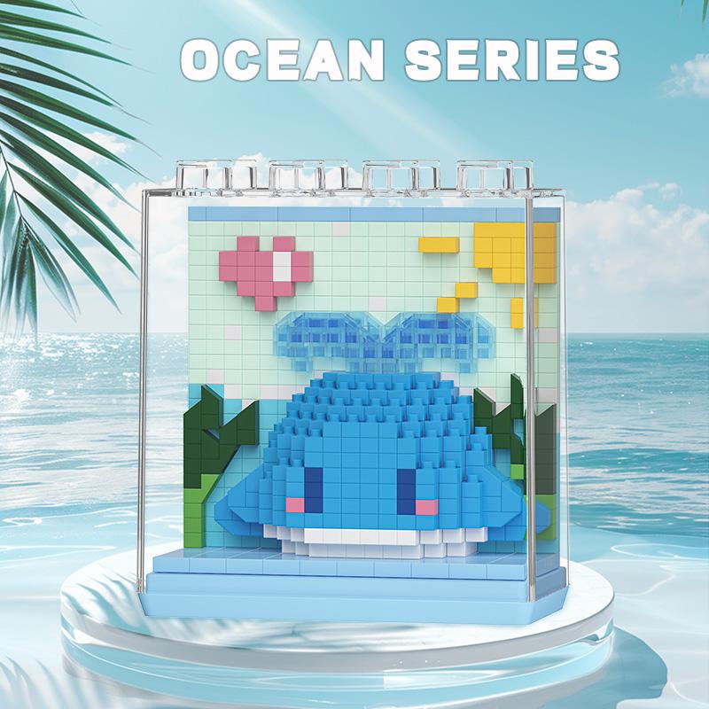 Cartoon Doll Ocean Creatures Series Puzzle Assembly Microparticle Building Blocks Male And Female Birthday Gifts