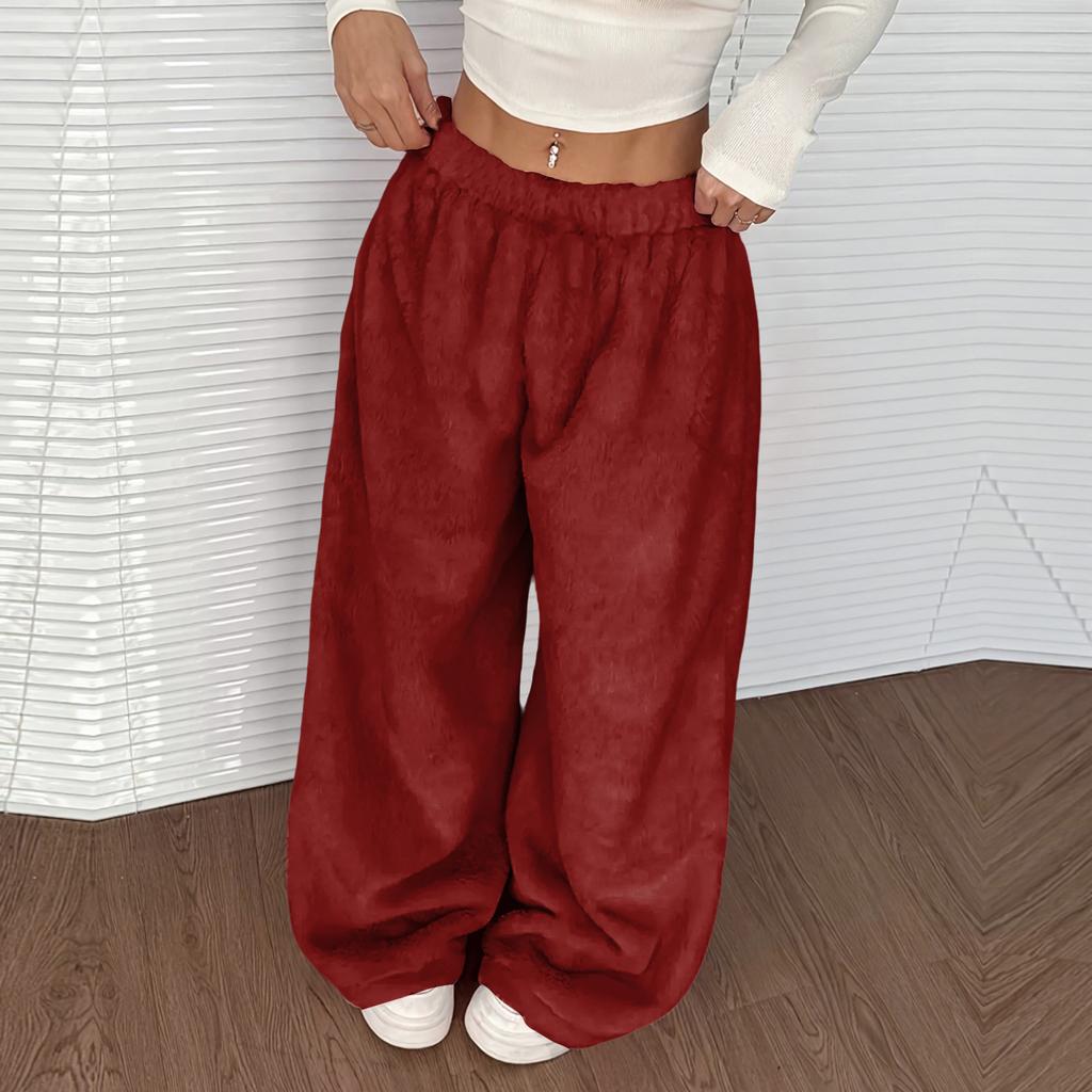 Women's Casual And Fashionable Elastic Waist Loose Wide Leg Pants