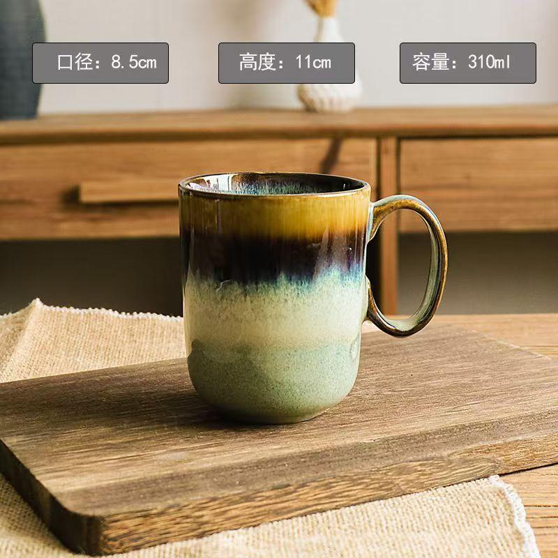 

520ml Creative Kiln Change Mug Breakfast Cup Retro Coffee Cups Milk Cup Ceramic Mug Mugs Large-capacity Hand Warmer Drinkware 500ml
