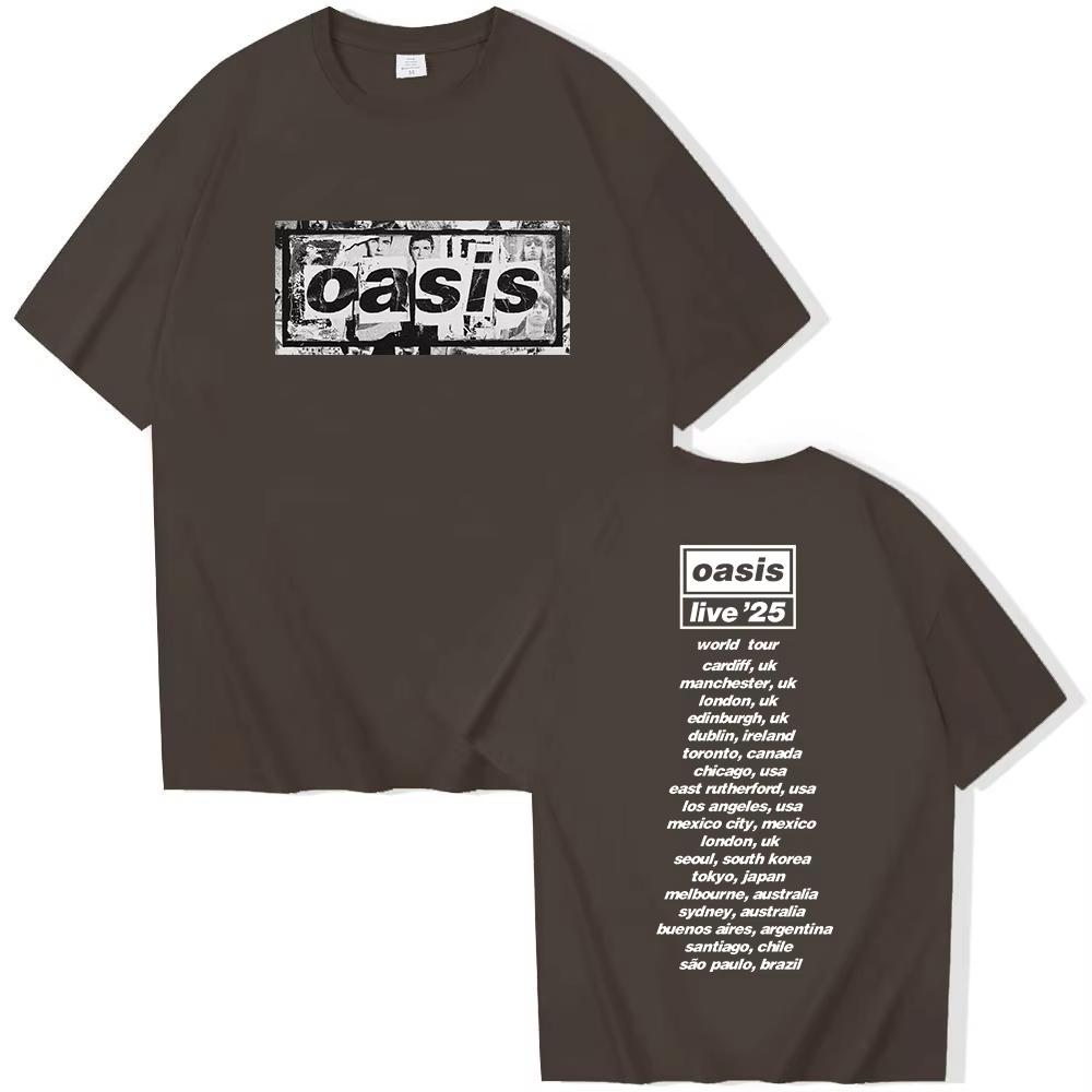 Oasis Reunion Tour 2025 Men Women Cotton T-shirt Harajuku O-neck Oasis Live 25 Tour Merch Fashion T Shirt Gift for Fans