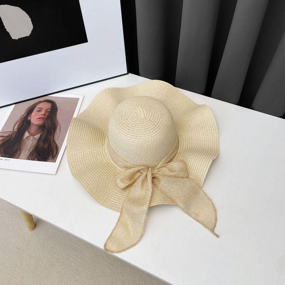 Wide Brim Travel Straw Hat Foldable Sun Visor Cap Casual Beach Hat