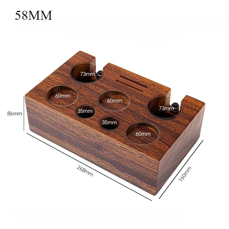51-54MM Double Hole Coffee Portafilter Holder Wooden CoffeeTamper Distributer Puck Screen Coffee Brush Organizer Holder Barista