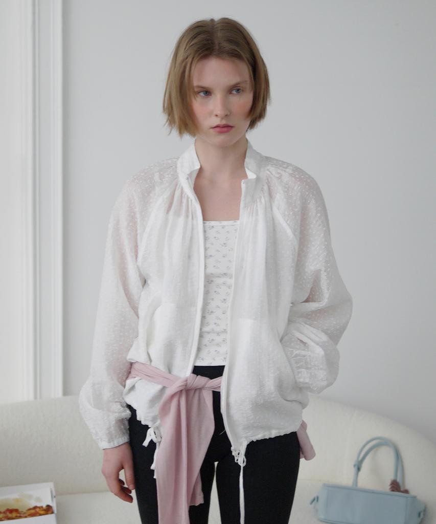 Afterhours Sheer Floral Summer Jacket (White)
