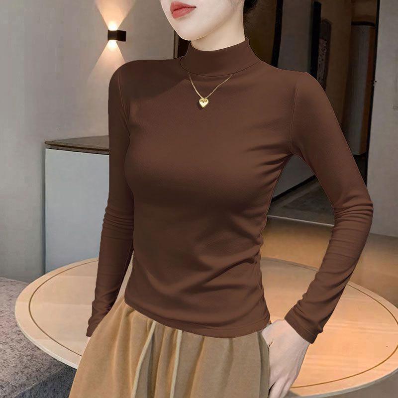 Women's High Neck Long Sleeve T-Shirt - 2025 Autumn/Winter Collection, Black Base Layer.