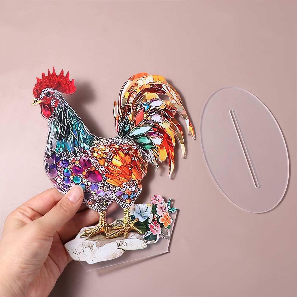 Acrylic Rooster Ornament Creative Miniatures Figurine Sculpture Animal Statue Ornament  Living Room