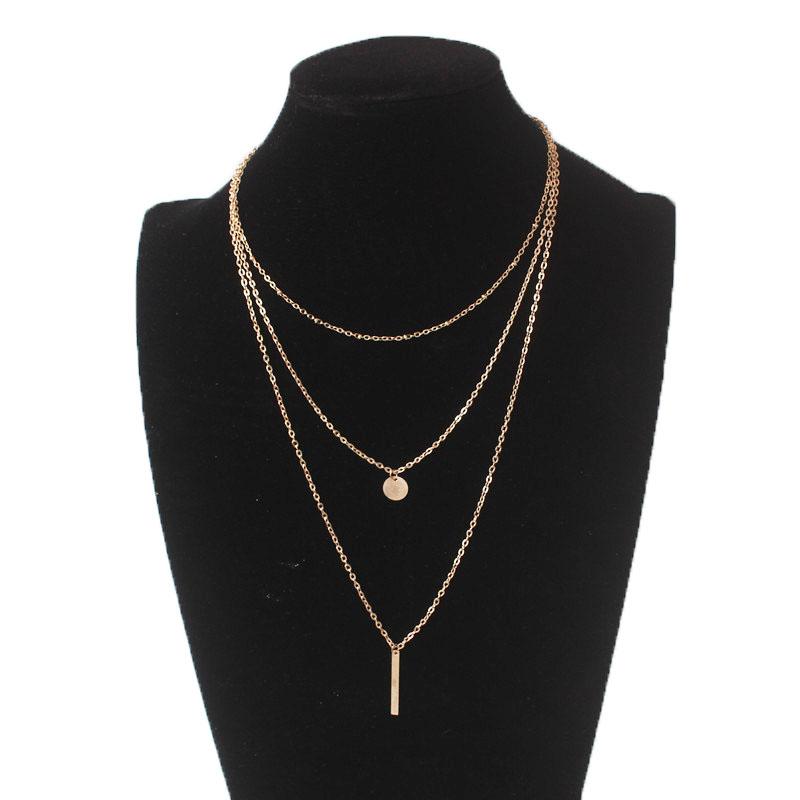 Multi-layers Necklaces for Women Personality Hollow Geometric Pendantes Necklaces Gold Cross Necklaces Punk Collar