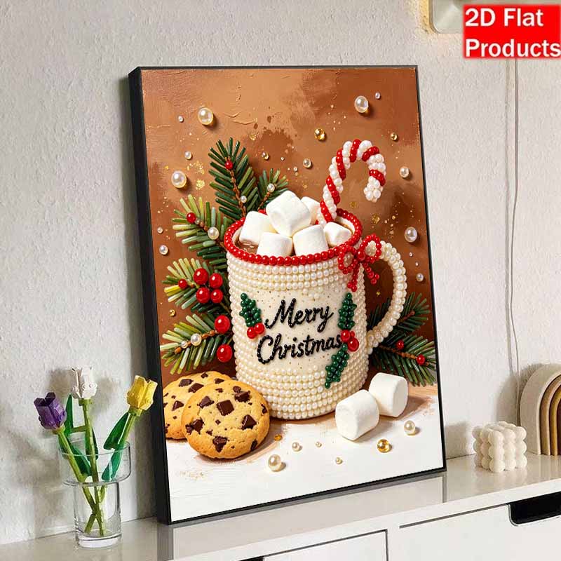 DIY rahmenloses Perlenmalerei-Set Frohe Weihnachten Gemütliche Wohnkultur 3D glänzende Perlenkunst Leinwand Entspannendes Bastelgeschenk für Erwachsene