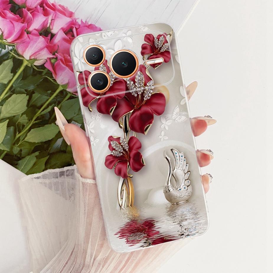 For Honor Power 2 5G Case SER-AN00 Luxury Girl Peacock Painted Cover Soft Slim Phone Case For Honor Power Power2 5G Fundas Coque
