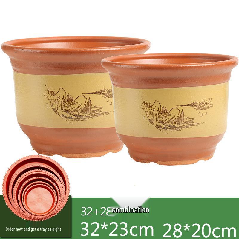 Extra-Large Purple Clay Ceramic Bonsai and Orchid Flower Pot