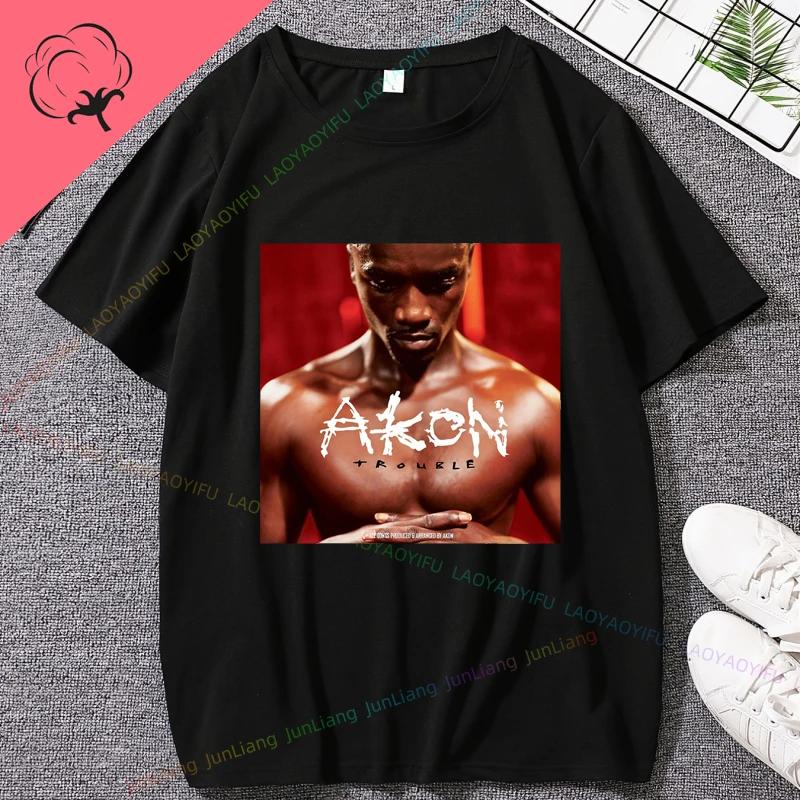 Najlepsze z Akon Klasyczna Okładka Albumu Najlepsze Ubrania Y2k dla Kobiet Męska Koszulka z Nadrukiem Luźne i Dopasowane Damskie Goth