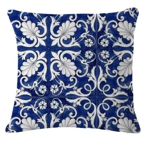 Heimdeko Blau und Weiß Blumig und gemustert Kissenbezüge Gemustert Kissenbezug Geeignet für Sofa Schlafzimmer Auto Kissenbezug