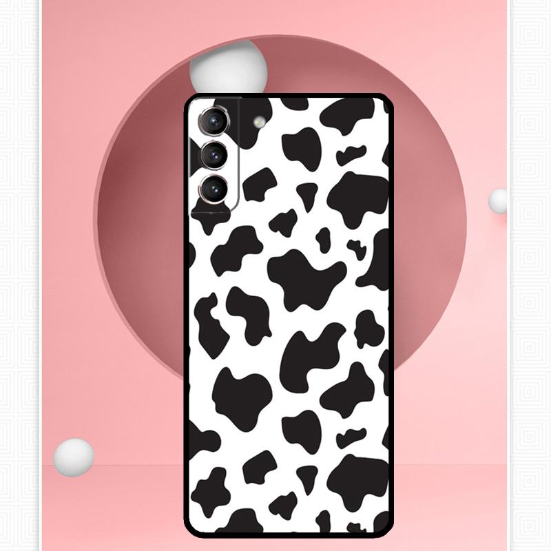 White Black Cow Print Case For Samsung Galaxy S25 Ultra S25 FE S20 S21 S22 S23 Plus S9 S10 S24 Ultra Cover Funda