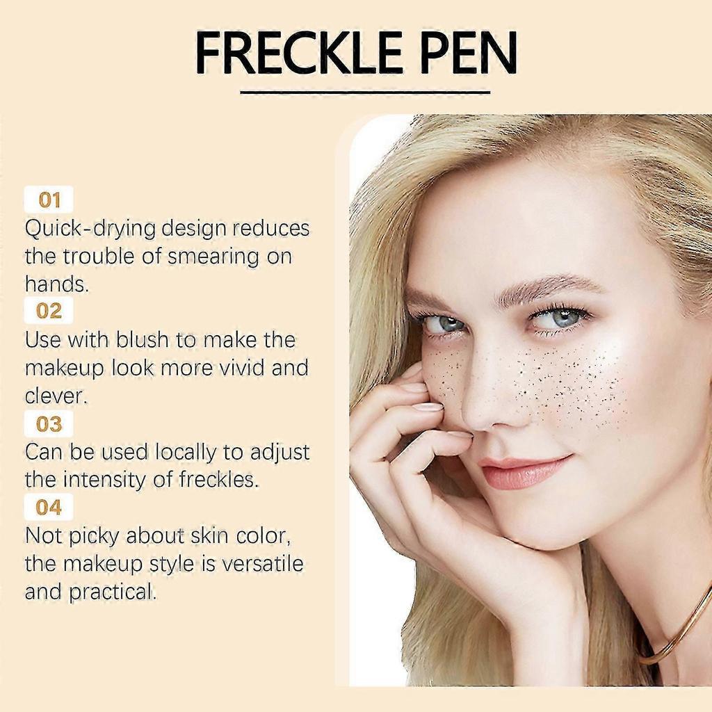 Zephoco Deep Brown Natural Freckle Pen Pseudo Freckle Makeup Smooth Brushwork Quick Drying Seal Design Style Versatile