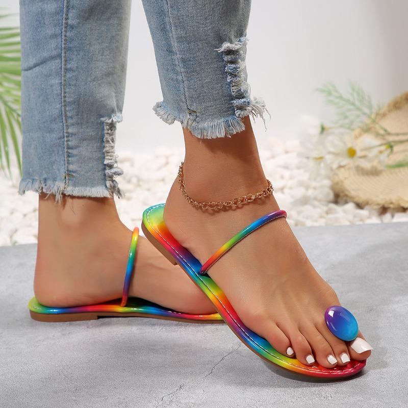 Fashion Sexy Woman Summer Flat Slippers Open Toes Roman Beach Sandals Ladies 2025 New Color Slide Large Size 36-43 Shoes for Women