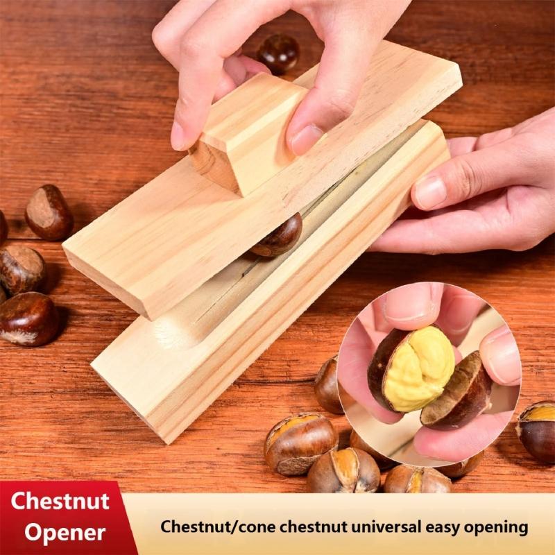 Classical Wooden Nut Cracker Tool Manual Chestnut Peeler Opener with Ergonomic Handle For Quick Chestnut Shell Removal