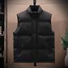 Men Waistcoat Stand Collar Sleeveless Zipper Placket Cotton Vest Coat with Side Pockets Solid Color Thickened Warm Quilted Vest Jacket