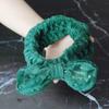 Green Plaid Christmas Bow Headband for Girls - Embroidered Flannel Hair Tie