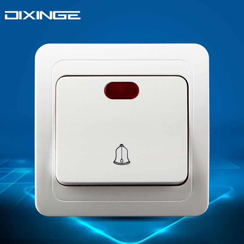 European Style Doorbell Switch with Indicator Light, ABS Panel & Ceramic Base, Self-Resetting Wall Switch