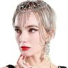 Damen Strass Quasten Kette Kopfschmuck Silber/ Golden Braut Haarschmuck für Abendkleid Party Abschlussball