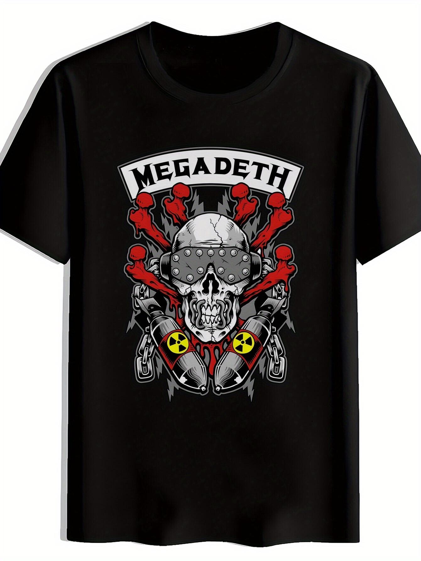 Vintage Rock Band Graphic T-shirt - Megadeth-Inspired Skull Design XL