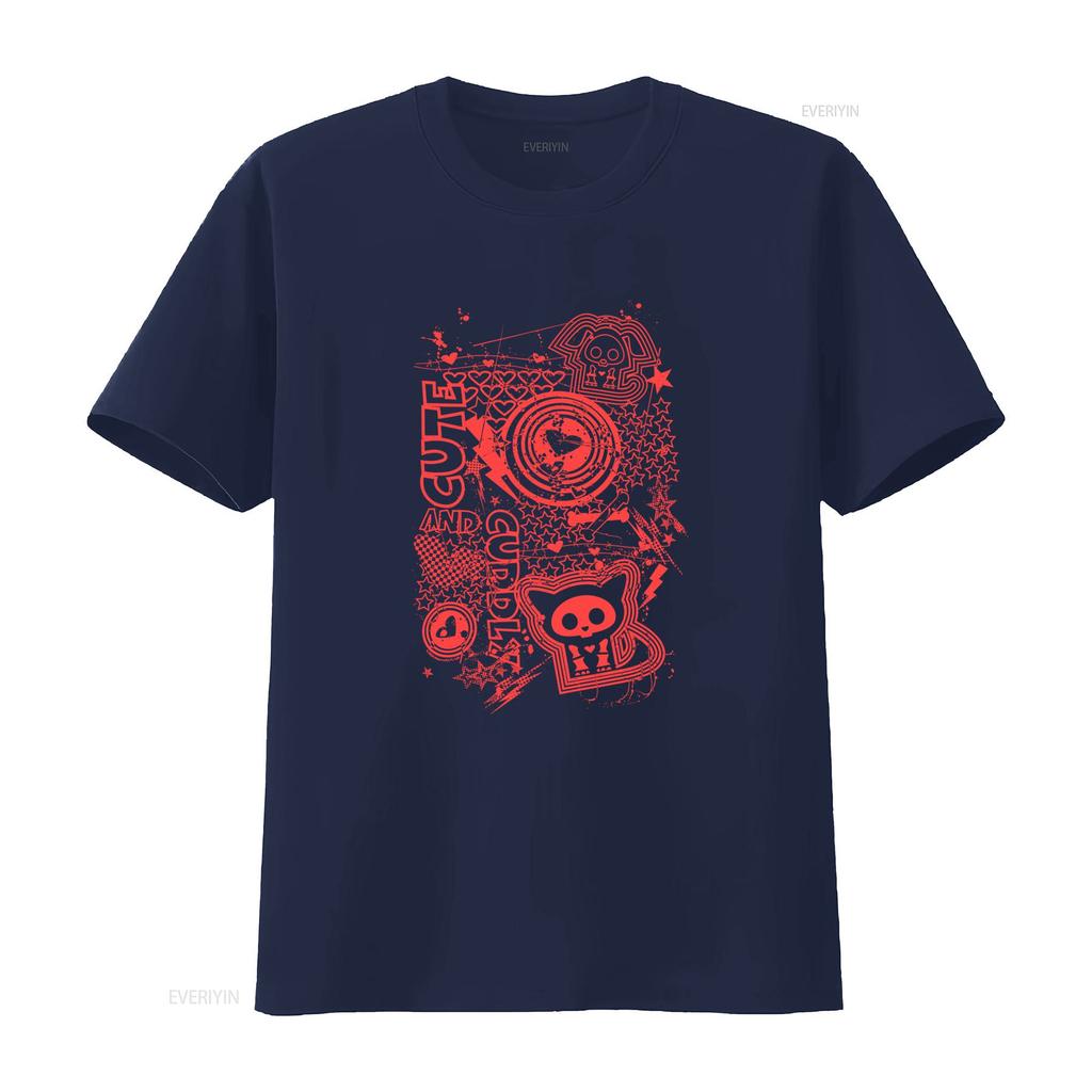 Skelanimals Niedlich Und Kuschelig Rot Vintage Verblasste Haustier-Icons T-Shirt vintage Gewaschen Weich Leicht Dehnbar Oberteil Für Den Alltag
