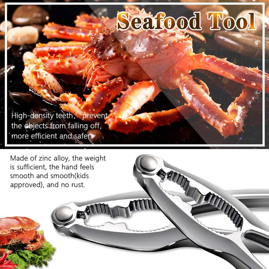 Crab Leg Crackers and Tools - Lobster Crackers and Picks Set Shellfish Crab Claw Cracker Stainless Steel Seafood Crackers & Forks - lobster tools