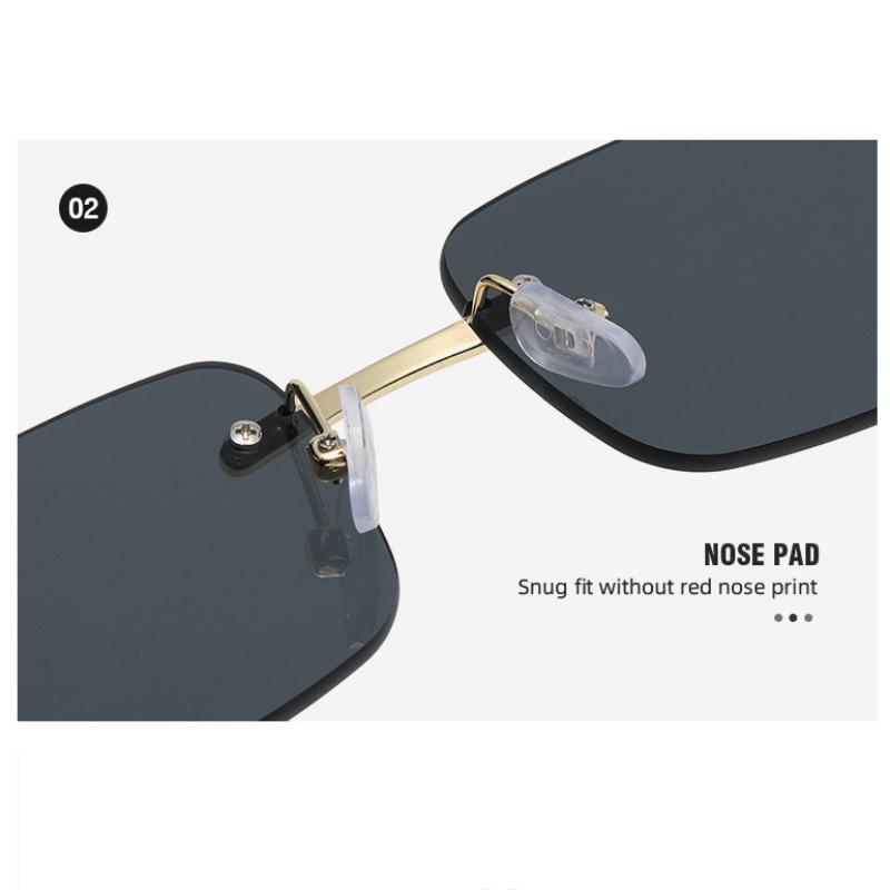 Módní čtvercové sluneční brýle bez obrouček Pánský značkový design Personalizovaná ozdoba leopardí hlavy Cestovní sluneční brýle za volantem