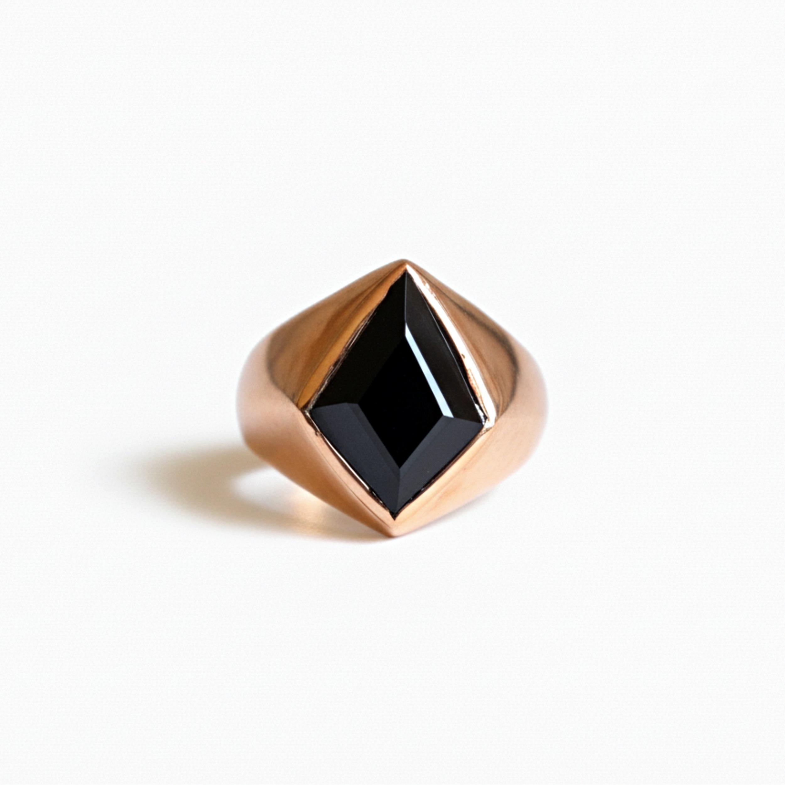 

Перстень-печатка с черным ониксом в форме ромба, стерлинговое серебро 925 пробы, кольцо-пирамида из оникса, медное кольцо унисекс, кольцо обещания 12 медный