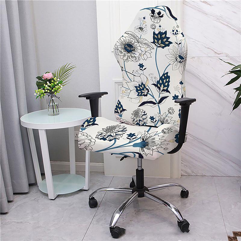 Elastic Printed Armchair Cover Universal Computer Game Chair Seat Cover Home Office Backrest Armrest Swivel Chair Slippers