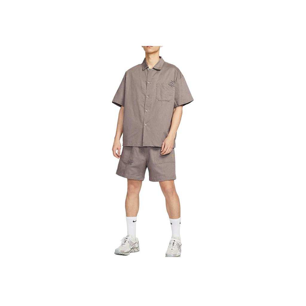 Nike SS25 Comfortable Classic Fashion Solid Color Versatile Short Sleeve Shirt Men Shirts Brown HJ2982289
