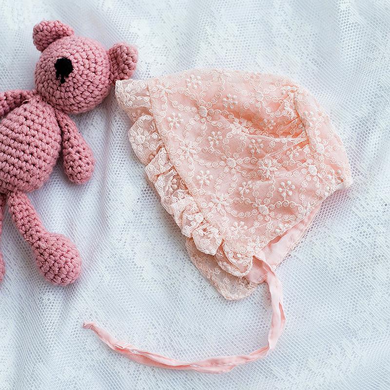 Cute Baby Girl Infant Soft Bonnet Cap Summer Lace Flower Newborn Baby Hat Princess Toddler Sun Hats Newborn Photography Props