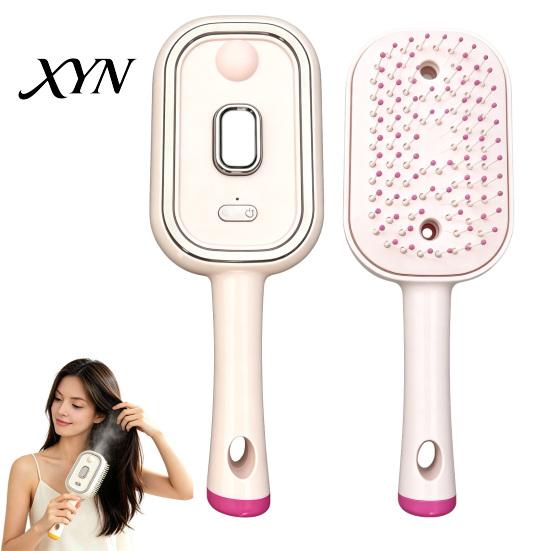 Fine Steam Output Brush Electric with Essence & Measuring Cup, Rechargeable Anti-Static Scalp Massaging Comb Massager Spray Brush, Frizz Control Hair