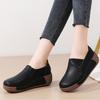 Waterproof Women's Casual Walking Shoes Wedge Heels Genuine Leather Platform Shoes Ladies Rocker Shoes