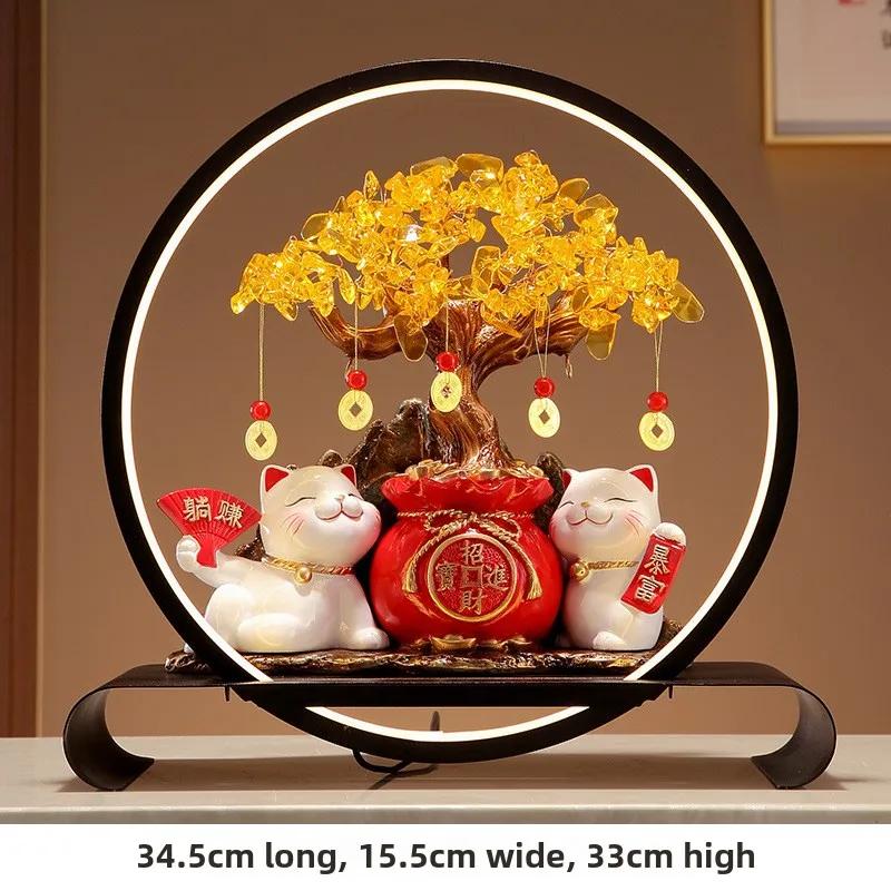 Lucky Cat Lantern Circle Lucky Money Tree Ornament Living Room Decoration Housewarming Opening Gift