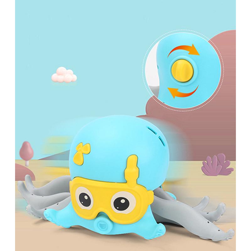 Octopus Water Play Bath Toy For Babies And Toddlers Swimming And Crawling Purple Blue Plastic