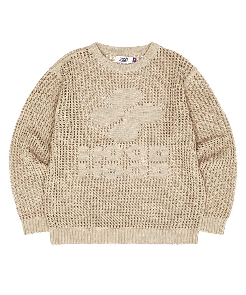 Hoodhood Hood Logo Mesh Graphic Knit Ivory