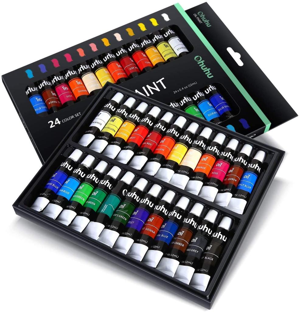 Ohuhu Oil Paint Set 24 Colors Oil Painting Paint Painting Art Supplies Set Beginner Adult Boys Girls 12ml Paint Tube
