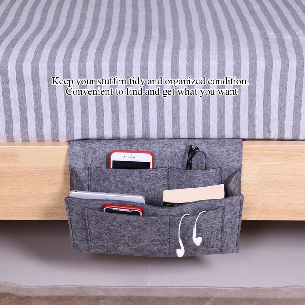 Soft Felt Hanging Storage Bag Premium Polyester Remote Control Holder For Bedroom