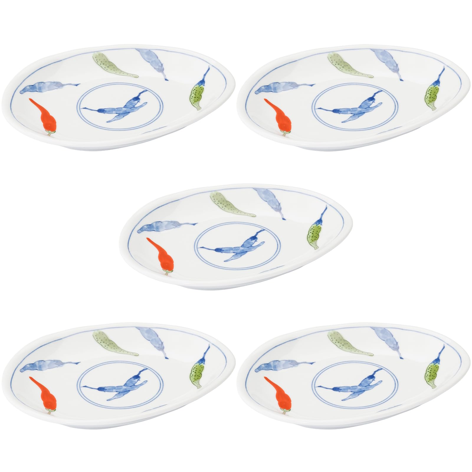 

Mino Ware Dinnerware Set of 5 Plates 17cm Microwave and Dishwasher Made in Product Number 564630 Nishiki Togarashi Cloud-Shaped (Small), Approx. синий
