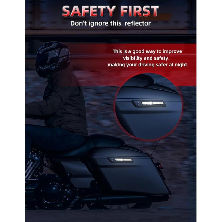 Amazicha Black Reflectors Hard Saddle Bag Latch Cover Reflectors Compatible for Harley Touring Street Glide Electra Glide Road Glide Road King